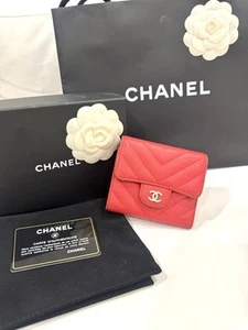 Auth Chanel Pink Bifold Wallet Caviar Leather With Coin Compartment! Gorgeous - Picture 1 of 17