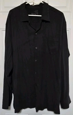 Camisa Tommy Bahama Para Hombre XXL 100% Seda Manga Larga Negra Sólida Abotonada Foto 1 de 4