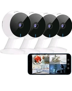 LaView Security Cameras 4pcs, Home Camera Indoor 4k 8MP 4 Pack, White - Picture 1 of 9