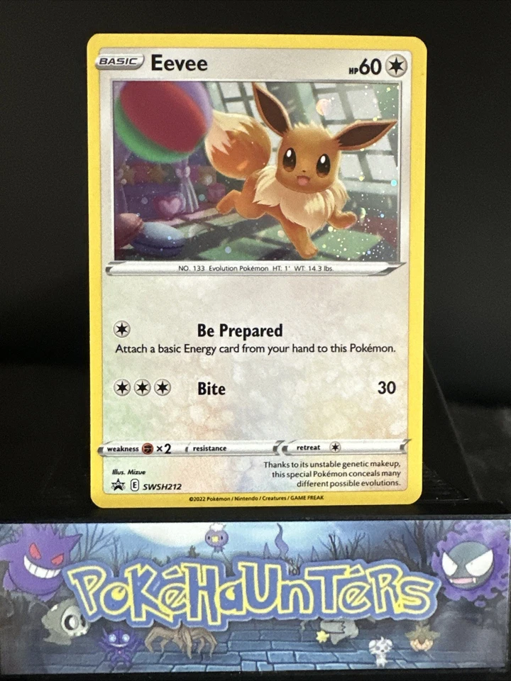 Pokemon Card Eevee SWSH212 Black Star Promo Sword & Shield Holo Rare L/P - Image 1 of 3
