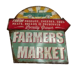 Farmers Market Metal SIGN Primitive/French Country Kitchen Farmhouse Decor Rusty - Picture 1 of 7
