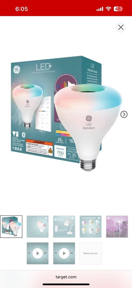 GE LED+ Speaker and Color Changing Indoor Floodlight Bulb And Remote - Image 1 of 4
