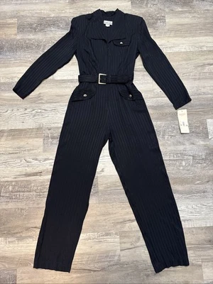 Mono de Colección Menú Años 90 Negro a Rayas Negocios Profesional Traje con Cremallera Nuevo con Etiquetas 8 Foto 1 de 4