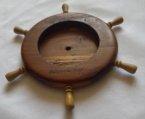 J.B DEERE CEDARCRAFT Nautical Ships Wheel with Glass Ashtray Minneapolis - Picture 1 of 9