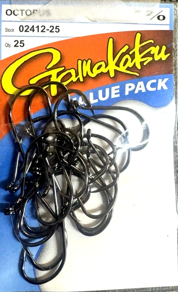 Ganchos Gamakatsu Octopus tamanho 2/0 25 por pacote 02412-25 pacote de valor Novo NSB Preto - Imagem 1 de 1