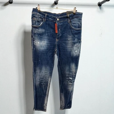 New DSQ2 W36 32L Blue Slim Fit Men's Stretchy Washed Denim Jeans - Image 1 of 3