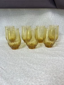 Set of 7 Vintage Anchor Hocking Regal Swirl Brown Glass Tumblers 4.75” 12 oz - Picture 1 of 5