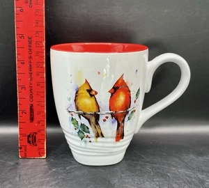 Taza de té Dean Crouser acuarela café pareja cardinal interior rojo 14 oz. - Imagen 1 de 5