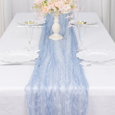 9 feet Crinkled Sheer Organza TABLE RUNNER Party Events Reception Decorations - Image 1 of 2