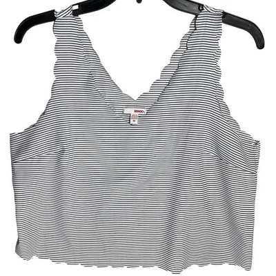 Camiseta sin mangas Bongo talla M negra blanca a rayas cuello en V minimalista Y2K retro informal Foto 1 de 4