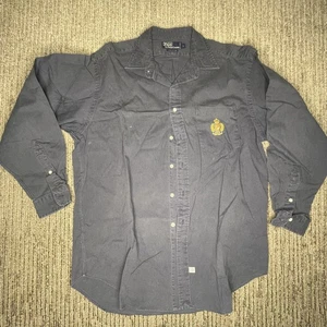 Camisa polo para hombre talla L con botones manga larga azul marino - Imagen 1 de 3