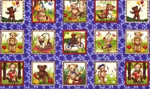 Teddy Squares Panels 100% Cotton Quilting Fabric (27 Panels Each 9.5cm x 9.5cm) - Picture 1 of 1