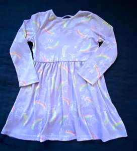Girls Unicorn & Rainbows Dress Sizes 5 Purple  Freestyle Revolution Long Sleeve - Picture 1 of 7