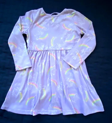 Girls Unicorn & Rainbows Dress Sizes 5 Purple  Freestyle Revolution Long Sleeve - Image 1 of 4