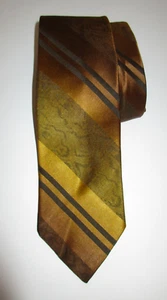 Vintage 1960's A. Sulka & Co Paris Men's Gold/Black Striped Silk Necktie - Picture 1 of 5