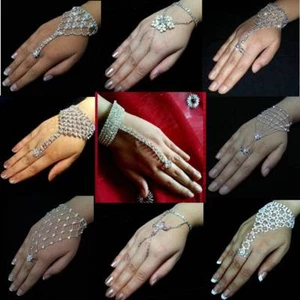 12x Armband Handschmuck mit Ring Sklavenarmband Handkette Hochzeit Statement - Bild 1 von 16