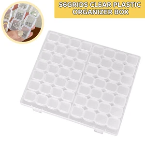 56 Grids Clear Jewelry Box Bead Storage Craft Container Earrings Organizer - Picture 1 of 11