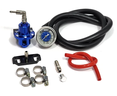 ADJUSTABLE FUEL PRESSURE REGULATOR 1 TO 1 RATIO RISER & GAUGE KIT BL B16 B18 D15 - Image 1 of 2