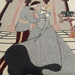 RARE Disney Cinderella & Prince  Charming Tapestry Woven Throw Blanket 69”X49”