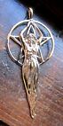 Large Goddess w/ Pentagram Bronze Occult Pagan Gold Pendant Jewelry