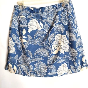 Liz Claiborne Jeans Golf Skort Rock Shorts Gr. 8 Klappe vorne blau weiß Blumenmuster - Bild 1 von 8
