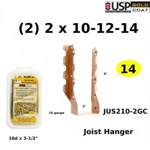 Colgador de vigas JUS210-2GC 2" X 10-12-14" USP Gold Coat paquete de 14 - Imagen 1 de 2