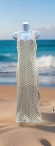 American Rag Cie Dress Size Medium Maxi Long Ivory Crochet Tank Style Lined Boho - Picture 1 of 19