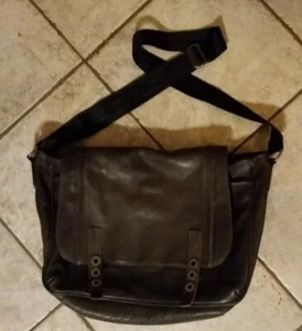 New BOSCO Flap Over Soft Leather Briefcase Laptop Bag Shoulder Strap Dark Brown - Picture 1 of 6