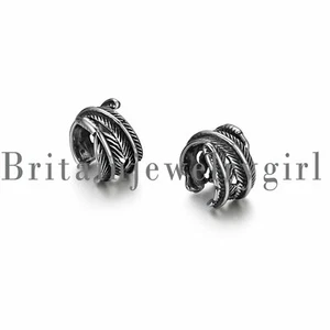2 un. Pendientes de plumas de acero inoxidable con clip sin perforación para hombres y mujeres - Imagen 1 de 7