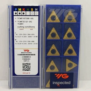 Insertos de carburo originales de hoja TCMT16T308-UG YG801 TCMT32.52-UG YG CNC 10 piezas - Imagen 1 de 6
