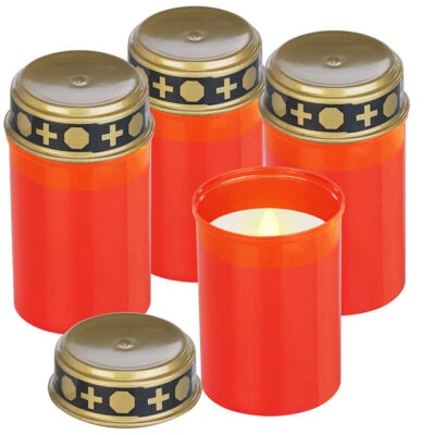 PEARL 4er-Set flackernde LED-Grablicht-Kerzen, Batteriebetrieb, 12 cm, rot - Bild 1 von 4