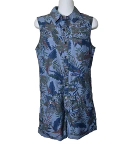 Hudson Harmony Romper Womens XS Blue Tropical Floral Sleeveless Denim Shorts - Picture 1 of 12