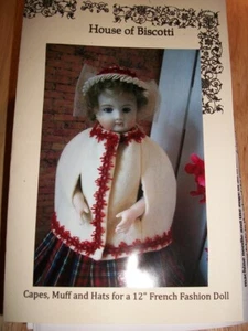 12" French Fashion PATTERN for Capes, Two Hats, and Muff. - Picture 1 of 6
