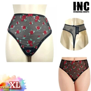 NWT INC International Concepts Women's XL Rose Embellished High Waist Thong - Picture 1 of 7