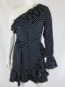 Nasty Gal Polka Dot Dress Size US 6 Our Options Are Open Off the Shoulder Ruffle - Picture 1 of 9