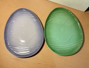 Le Creuset NEW Stoneware Easter Egg Platter Set Of 2 14”X11” Purple&Rosemary - Picture 1 of 8