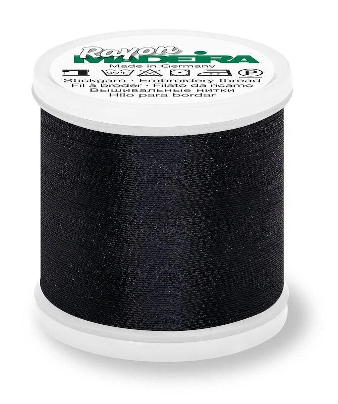 Madeira Rayon 40 machine embroidery thread 1000m spool color 1000 black - Image 1 of 1