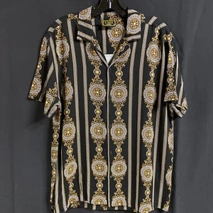 Casa Moda Couture Medium Shirt Casual Summer Trendy Blk Gold 55 - Picture 1 of 12