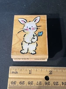 Vintage Gummistempel Stampede Hase Holz Halterung RS-18 - Bild 1 von 3