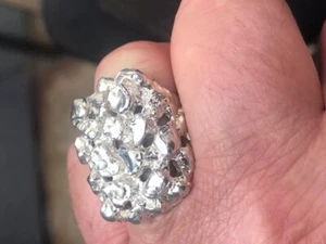 Large Nugget men's Ring Sterling Silver 925 - Picture 1 of 8