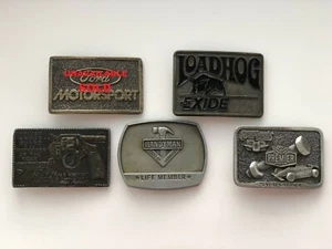 Vintage Metall Gürtelschnallen 'Loadhog' 'Marksman' 'Handyman' 'Indianapolis/Indy' - Bild 1 von 2