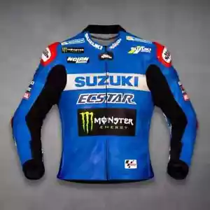 Suzuki Ecstar Motorbike Jacket Motorcycle Sports Racing Cowhide Leather Jacket - Bild 1 von 6