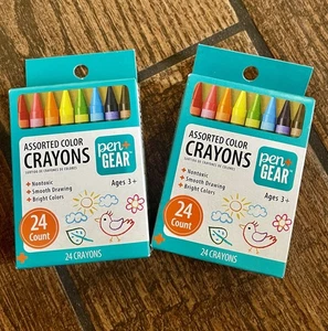 Set Of 2 Boxes Crayons Pack Of 24 Nontoxic Smooth Drawing bright Color Brand New - Picture 1 of 1