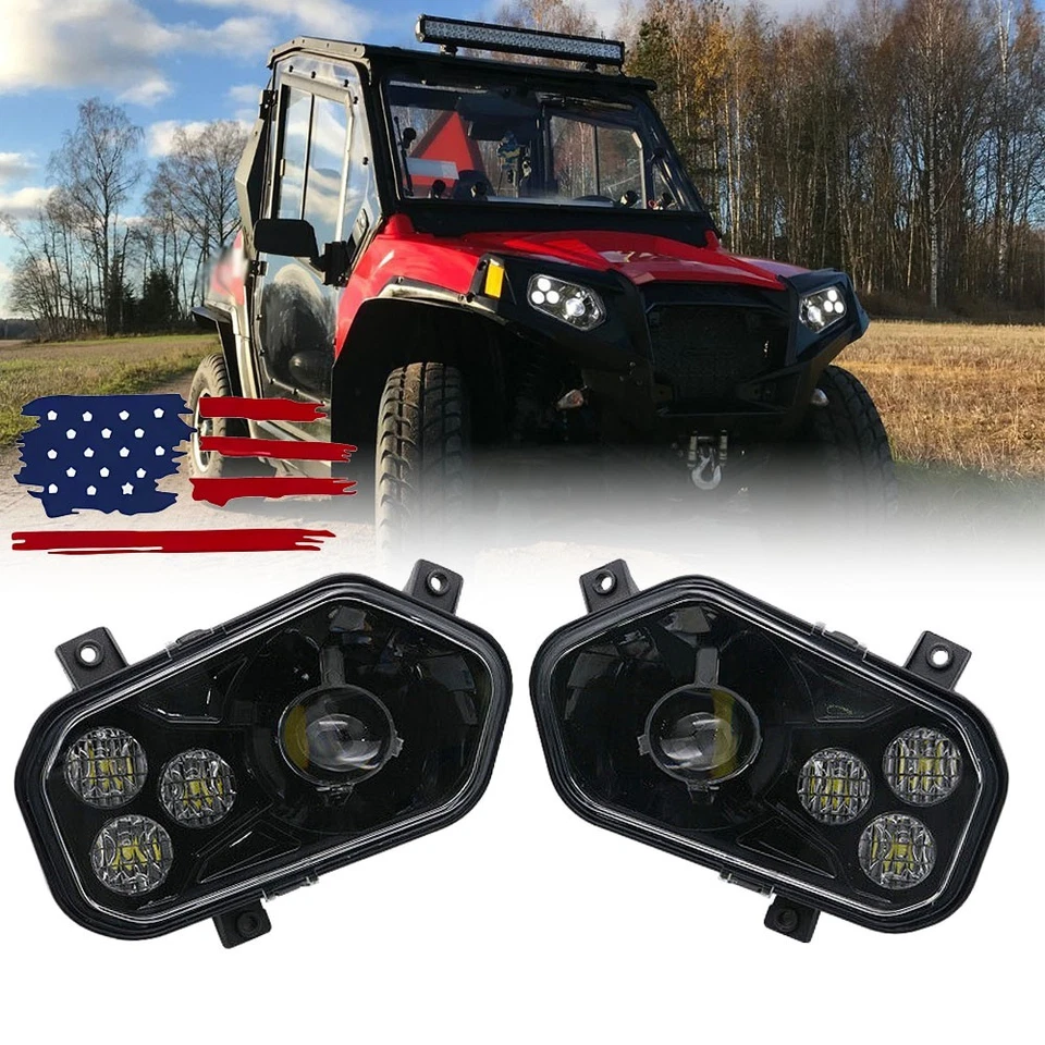 LED Headlight Hi/Low Beam For Polaris RZR XP 900 2011-14 / RZR 800 07-14 UTV ATV - Image 1 of 4