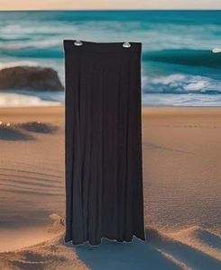 Maxirock mit weicher Umrandung LT schwarz Pull-On Stretch Strand Freizeit Resortkleidung  - Bild 1 von 9