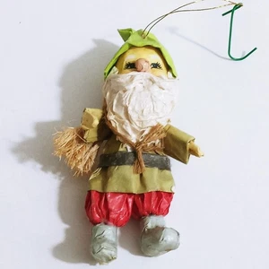 Vintage Christmas Tree Ornaments Santa Elf Paper Mache Holiday Decoration (z) - Picture 1 of 5