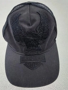 Harley Davidson Cap Hat Women's One Size Faded Black Embroidered Eagle - Picture 1 of 8