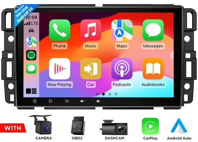 CAM+DVR+OBD+Eonon Android 14 8" IPS Car Stereo Radio GPS DSP Audio For GMC Chevy - Image 1 of 4