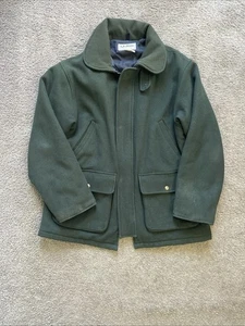 Vintage LL Bean Pure Wool USA MADE Cruiser Jacket Size Large Solid Green - Picture 1 of 23