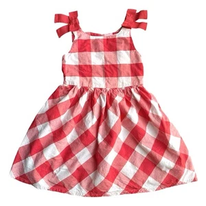 Lucky Penny Size 5 Girls Gingham red white bow sleeveless dress - Picture 1 of 4